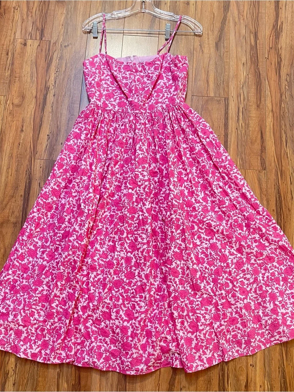 J.Crew A-Line Cotton Poplin Midi Dress Rosebud Floral Pink Size 6